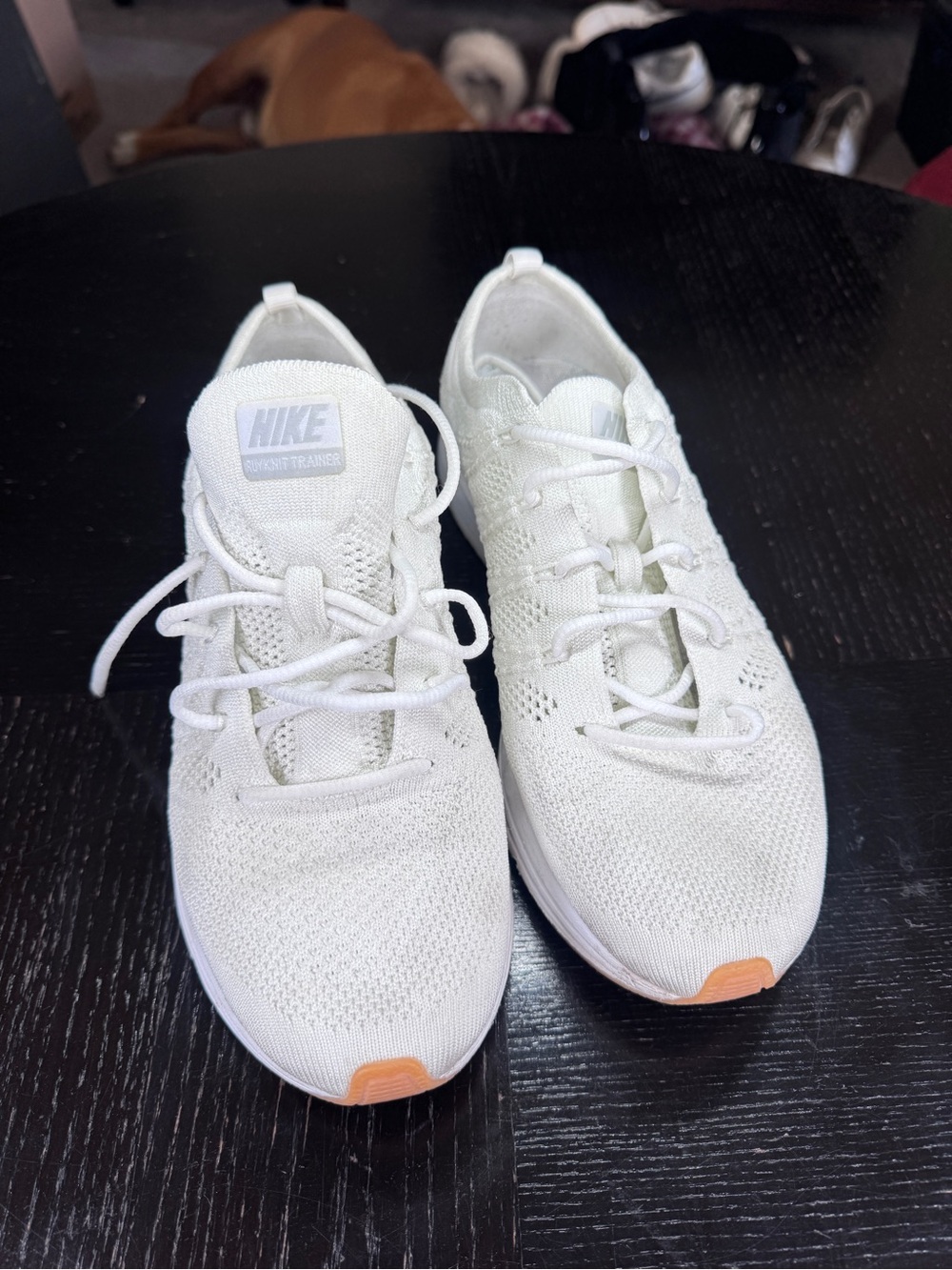 Nike Women’s White Knit Sneakers with Coral Toe